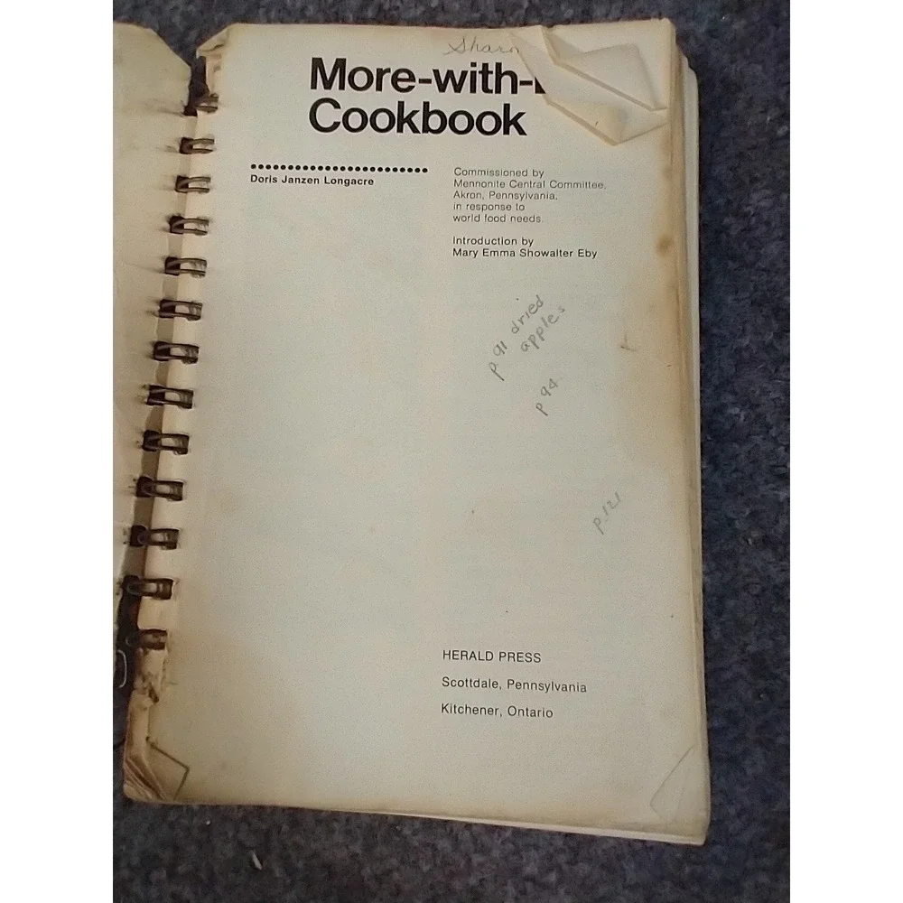 Herald Press Mennonite More-with-Less Cookbook Adult OS Multi 1977 Vintage
